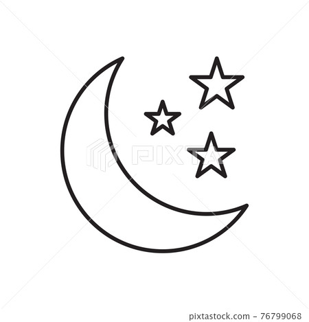 Moon and star outline icon vector for your web design, logo, UI. illustration 76799068