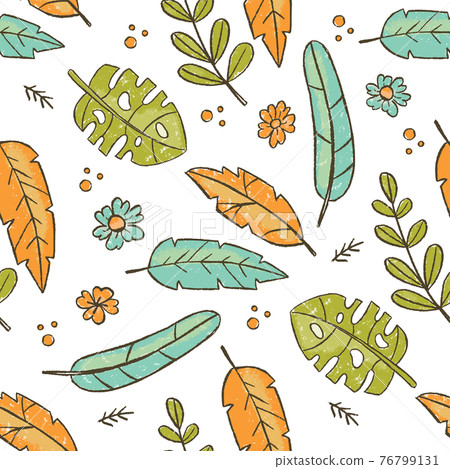 HAND DRAWN LEAVES GREY Tropical Nature Grunge Style Seamless Pattern Vector Illustration For Print HAND DRAWN LEAVES GREY Tropical Nature Grunge Style Seamless Pattern Vector Illustration For Print 76799131