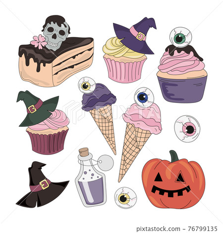 halloween, cake, vector 76799135