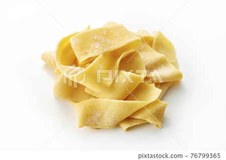 Pappardelle pasta raw pasta white background 76799365
