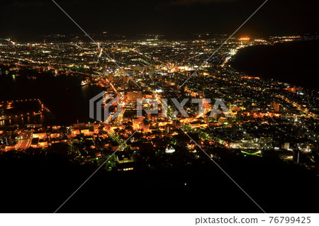 Night view of Hakodate seen from the summit of Mt. Hakodate Night view of Hakodate seen from the summit of Mt. Hakodate 76799425
