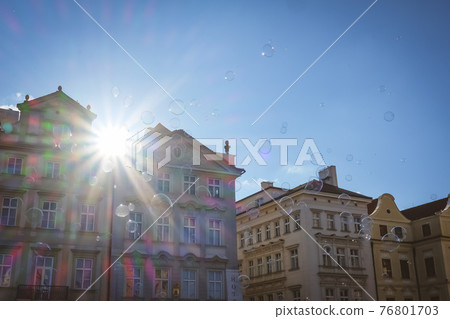 Soap bubbles dancing in Prague Soap bubbles dancing in Prague 76801703