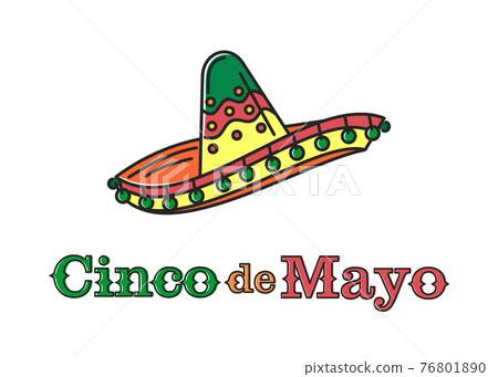 National holiday of Mexico with mexican sombrero 76801890