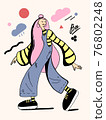 A modern girl in the image of a bee with exaggerated proportions 76802248
