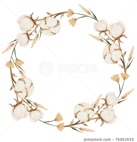 Boho Floral wreath hand paint watercolor - Stock Illustration [76802658 ...