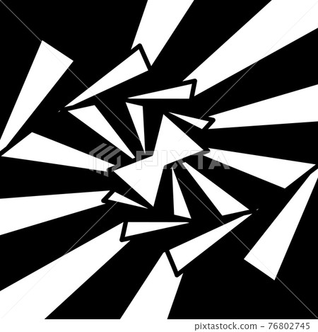 Graphic shapes triangle swirling in loop. Black and white shapes that create illusion of movement Graphic shapes triangle swirling in loop. Black and white shapes that create illusion of movement 76802745