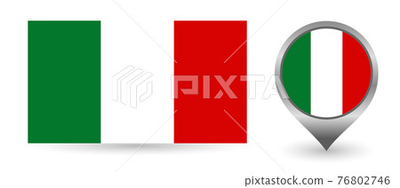 Vector flag Italy. Location point with flag italian inside. Vector flag Italy. Location point with flag italian inside. 76802746