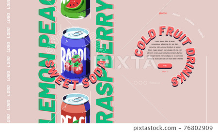 Sweet soda landing page, cold drinks promo ads 76802909