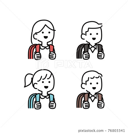 Kids carrying school bags on their backs Illustration material Kids carrying school bags on their backs Illustration material 76803341