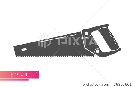 A large, comfortable wood saw. Solid design. On a white background. Carpenter tools. Flat vector illustration. 76803601