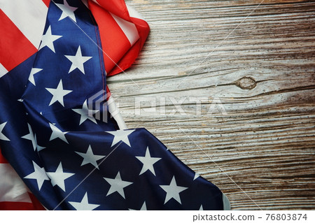 American USA Flag on wooden background American USA Flag on wooden background 76803874