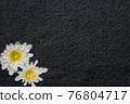 White gerbera flower on denim texture background. blank design in the style of hippie, boho, bohemia for cards, invitations, flyers. free space for your text 76804717