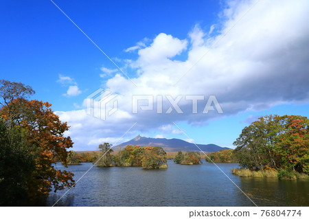秋天的大沼國定公園,紅葉的駒岳 秋天的大沼國定公園,紅葉的駒岳 76804774