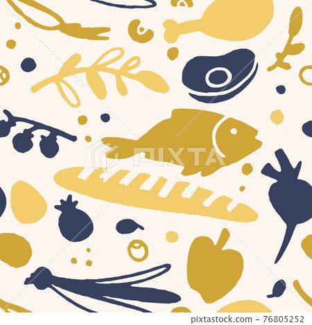 Food seamless pattern. Healthy nutrition. Organic farmer products. 76805252