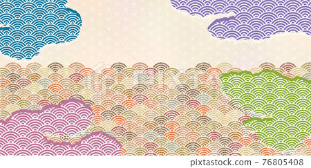 日本圖案波紋雲海圖案背景 日本圖案波紋雲海圖案背景 76805408