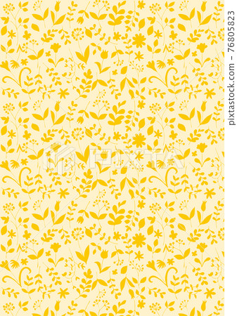 斯堪的納維亞風格植物剪影（黃色）圖案垂直 76805823