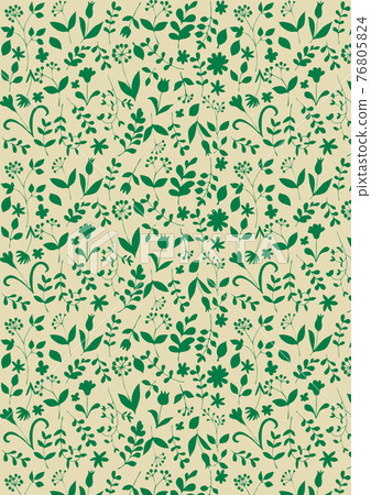 斯堪的納維亞風格植物剪影（綠色）圖案垂直 76805824