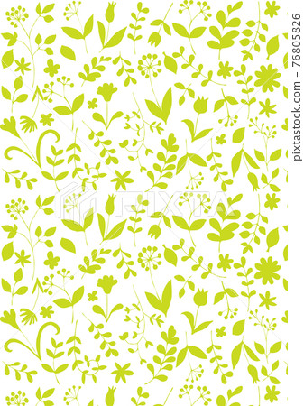 斯堪的納維亞風格植物剪影（黃綠色）圖案大圖案垂直 76805826