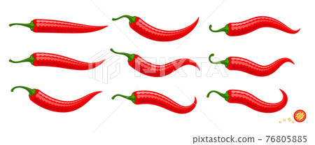 Cartoon red Chilli peppers vector illustration isolated on white background 76805885
