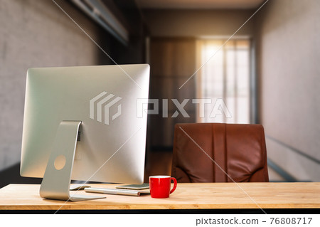 .workspace with computer, laptop, office supplies, and coffee cup, smartphone, and tablet at office. desk work concept. in morning light .workspace with computer, laptop, office supplies, and coffee cup, smartphone, and tablet at office. desk work concept. in morning light 76808717