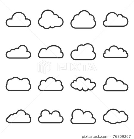 Cloud icon, line, icon set. Vector illustrations. Flat design. 76809267