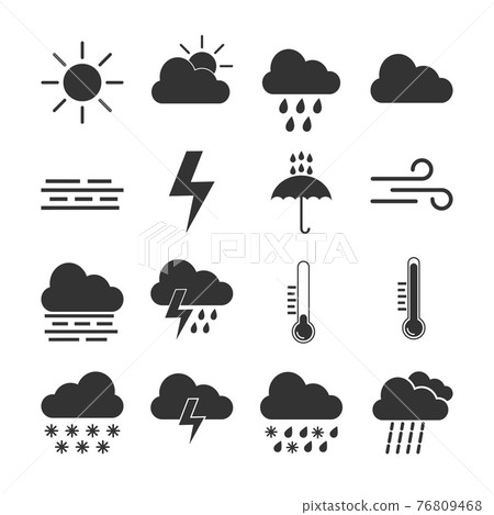 Weather icon set. Vector illustration, flat design. Weather icon set. Vector illustration, flat design. 76809468