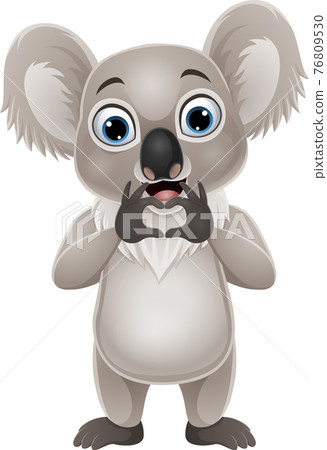 Cartoon little koala making hand heart gesture 76809530