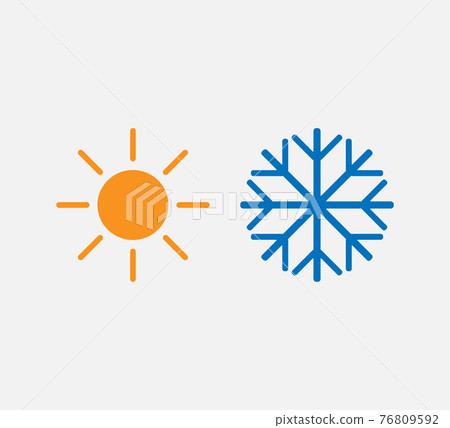 Hot, cold icon. Vector illustration, flat design. Hot, cold icon. Vector illustration, flat design. 76809592