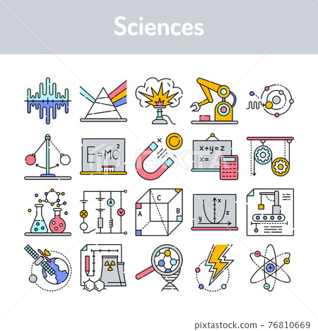 Sciences color line icons set. Signs for web page, mobile app, button, logo. 76810669