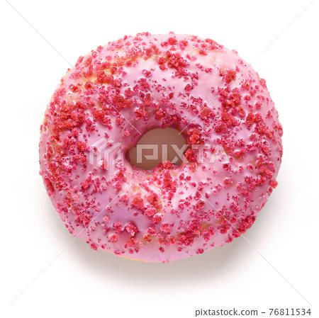 freshly baked pink donut 76811534
