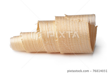 Wood shavings isolated on white background Wood shavings isolated on white background 76814031