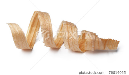 Wood shavings isolated on white background Wood shavings isolated on white background 76814035