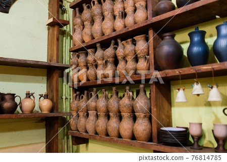 Clay jars at the rural arabic market 76814785
