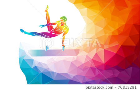 Pommel horse male gymnast in artistic gymnastics vector 76815281