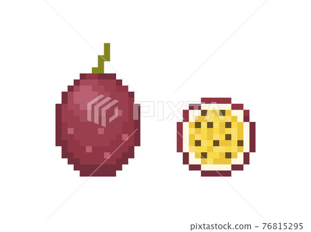 Pixel art passion fruit icon. Pixel retro game... - Stock ...