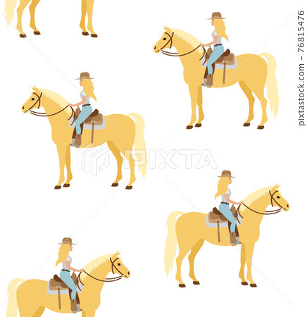 Vector seamless pattern of cowboy girl ride horse 76815476