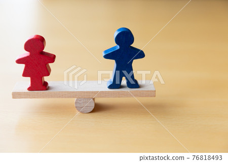 Men and women on the seesaw, gender equality, gender relationship image 76818493