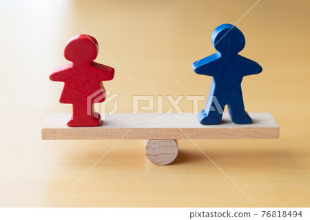 Men and women on the seesaw, gender equality, gender relationship image 76818494