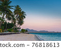 Landscape of paradise tropical island beach, sunset shot. 76818613