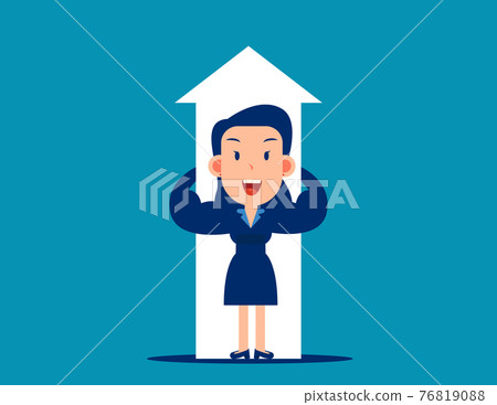 Strong business person holding arrow symbol. Business economy growth Strong business person holding arrow symbol. Business economy growth 76819088