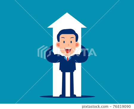 Strong business person holding arrow symbol. Business economy growth 76819090