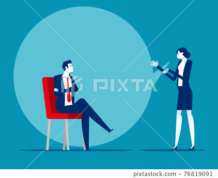 Two business partner talking with a big speech bubble Two business partner talking with a big speech bubble 76819091