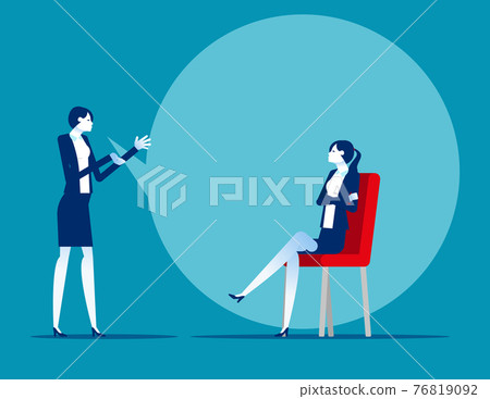 Two business partner talking with a big speech bubble Two business partner talking with a big speech bubble 76819092
