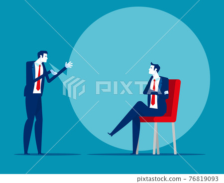 Two business partner talking with a big speech bubble Two business partner talking with a big speech bubble 76819093