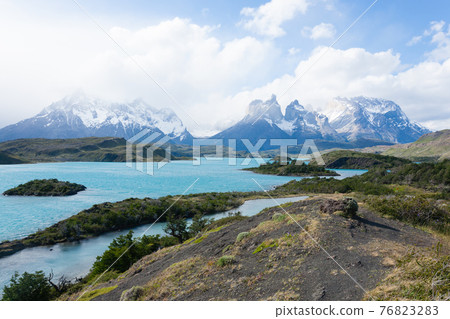 Chilean Patagonia landscape, Torres del Paine National Park 76823283