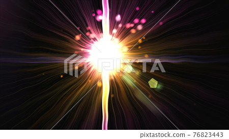 Bright flash with sun glare effects and rays, 3d computer generated coloured background 76823443