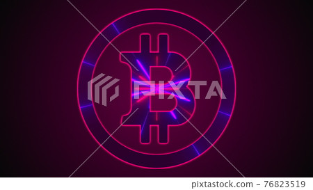 Bitcoin with neon lines. Computer generated digital icon. 3d rendering cryptocurrency over web background Bitcoin with neon lines. Computer generated digital icon. 3d rendering cryptocurrency over web background 76823519