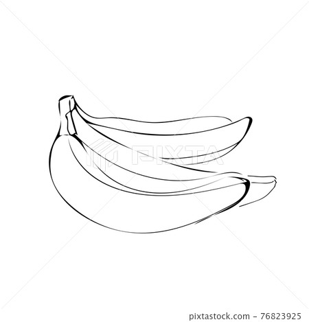 Banana fruit illustration in line art black color 76823925