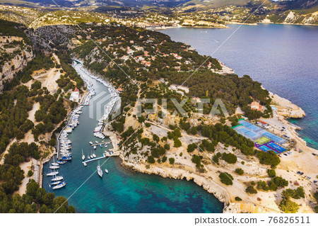 White Yachts In Calanque De Port Miou One Of Stock Photo 76826511 Pixta