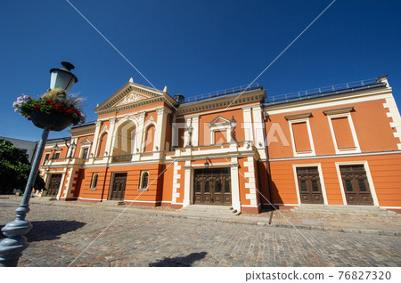 Drama theater in the center of the Old Town of Klaipeda in Lithuania, on the Baltic Sea 76827320